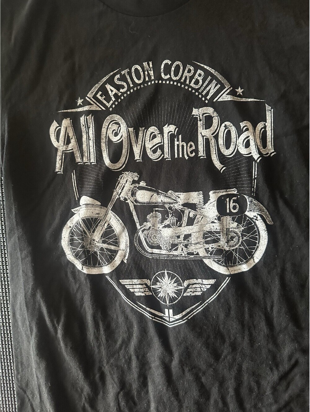 Easton Corbin All Over The Road Tour Shirt Mens Medium Black Biker Tee